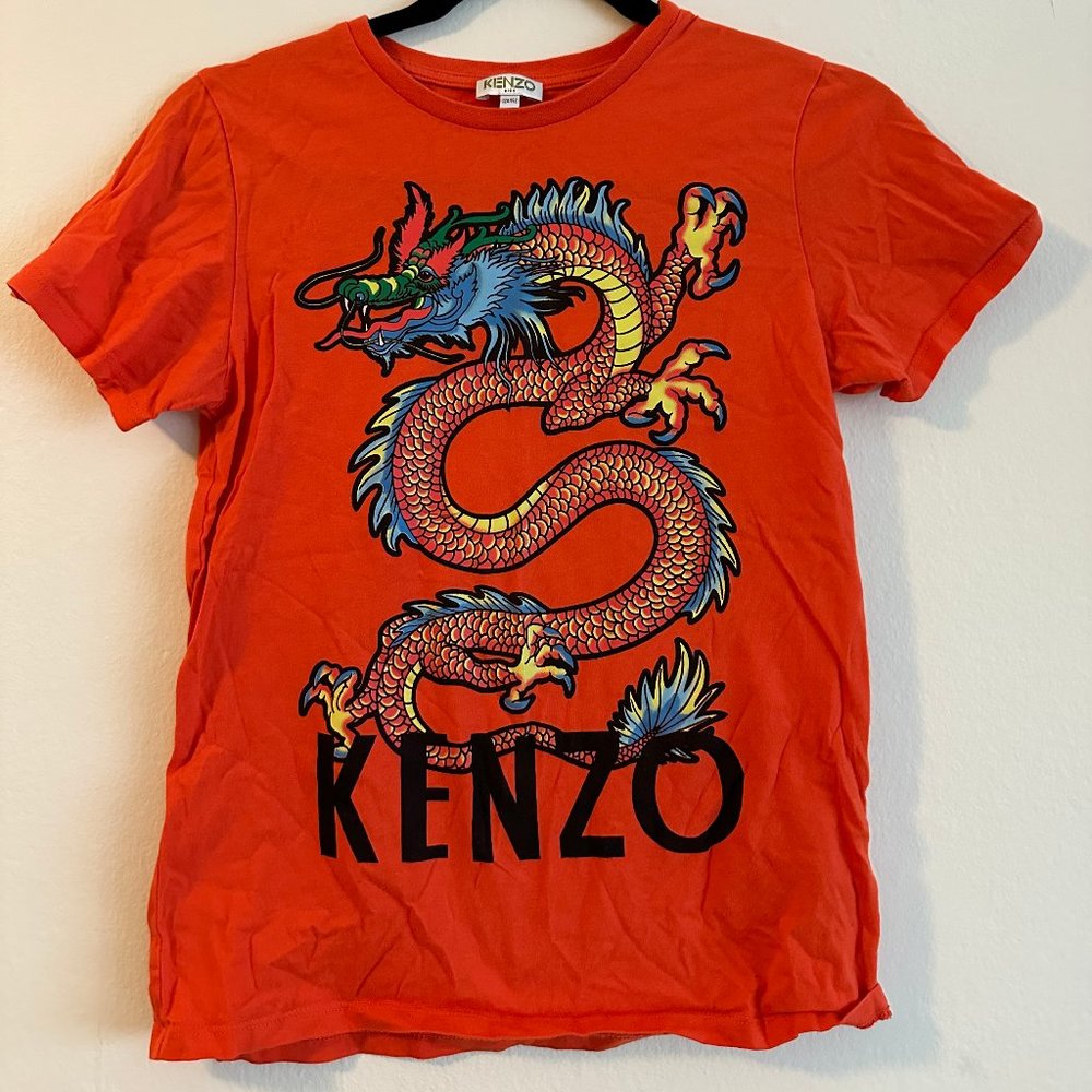 KENZO KIDS Boys Dragon Logo T-Shirt in Orange